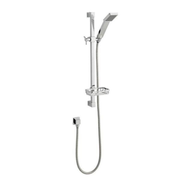 Clifton Shower Adjustable Slide Rail Kit with Soap Tray & Single Mode Handset in Metallic Silver