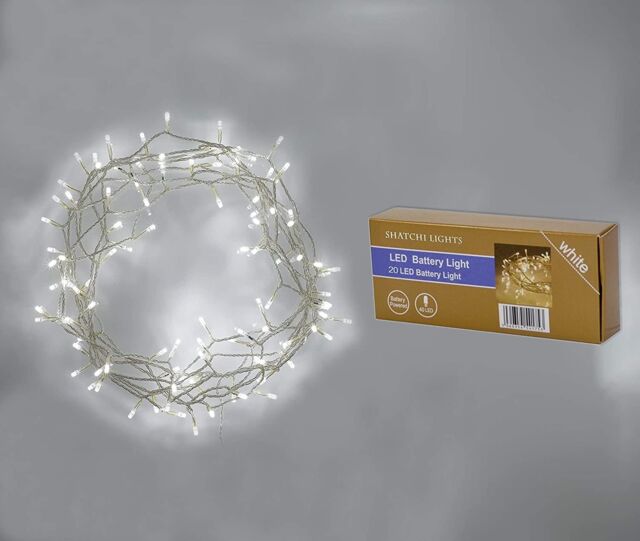 Shatchi 20LEDs Lights Clear Cable Battery Operated Fairy String Christmas Decorations in White - image 1