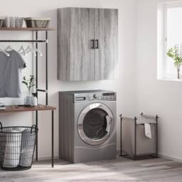 Berkfield Home Wall Mounted Cabinet Grey Sonoma 69.5x34x90 cm - thumbnail 2