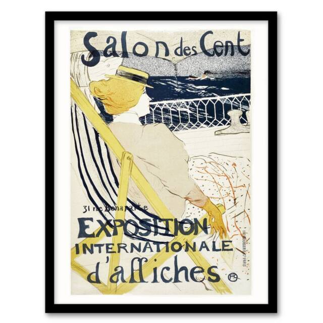 "Artery8 Salon des Cent Exhibition Advert Framed Wall Art Print Toulouse Lautrec - Size: W12"" x H16""" - image 1