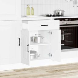 Berkfield Home Kitchen Base Cabinet Kalmar White Engineered Wood - thumbnail 3