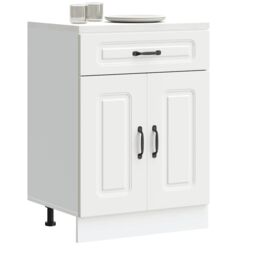 Berkfield Home Kitchen Base Cabinet Kalmar White Engineered Wood - thumbnail 1