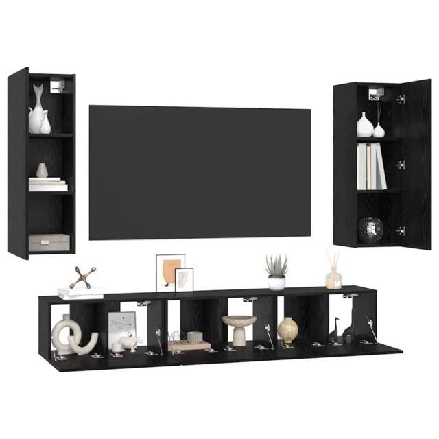 Berkfield Home TV Cabinet with Shelf 5 pcs Black oak Medium 30.5 x 30 x 90 cm - image 1