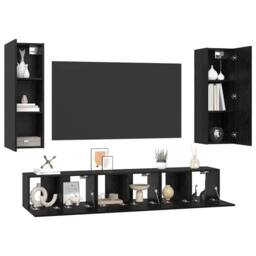 Berkfield Home TV Cabinet with Shelf 5 pcs Black oak Medium 30.5 x 30 x 90 cm - thumbnail 1