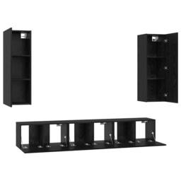 Berkfield Home TV Cabinet with Shelf 5 pcs Black oak Medium 30.5 x 30 x 90 cm - thumbnail 7