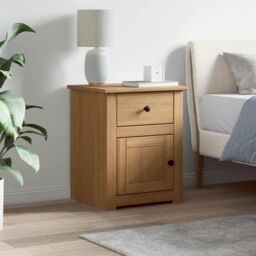 Berkfield Home Bedside Cabinet Panama 46x40x57 cm Solid Wood Pine in Brown - Size: 46 x 40 x 57 cm - thumbnail 3