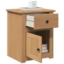 Berkfield Home Bedside Cabinet Panama 46x40x57 cm Solid Wood Pine in Brown - Size: 46 x 40 x 57 cm - thumbnail 1