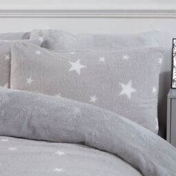 OHS Star Teddy Duvet Cover with Pillowcase Set in Light Grey - Size: Double - thumbnail 2