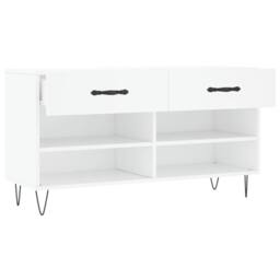 Berkfield Home Shoe Bench White 102x35x55 cm Engineered Wood - Size: 102 x 35 x 55 cm - thumbnail 5
