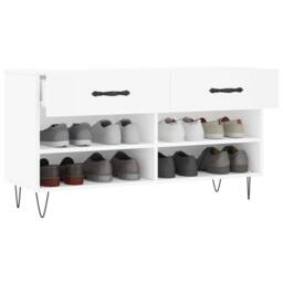 Berkfield Home Shoe Bench White 102x35x55 cm Engineered Wood - Size: 102 x 35 x 55 cm - thumbnail 4