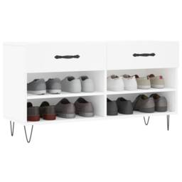 Berkfield Home Shoe Bench White 102x35x55 cm Engineered Wood - Size: 102 x 35 x 55 cm - thumbnail 3