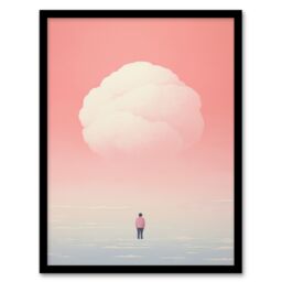 Artery8 Wall Art Print Clouded Thoughts By Amy Denver Minimalist Soft Pastel Pink Peach Minimalism Simple Modern Artwork Art Framed - Size: A4 - thumbnail 1
