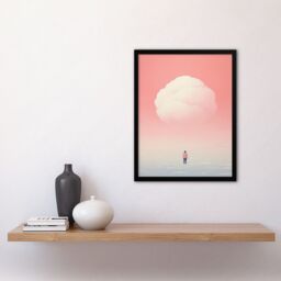 Artery8 Wall Art Print Clouded Thoughts By Amy Denver Minimalist Soft Pastel Pink Peach Minimalism Simple Modern Artwork Art Framed - Size: A4 - thumbnail 4