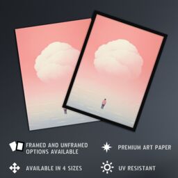 Artery8 Wall Art Print Clouded Thoughts By Amy Denver Minimalist Soft Pastel Pink Peach Minimalism Simple Modern Artwork Art Framed - Size: A4 - thumbnail 2