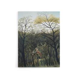 "Artery8 Rendezvous in the Forest Rousseau Vintage Canvas Wall Art in Green - Size: W18"" x H24""" - thumbnail 1