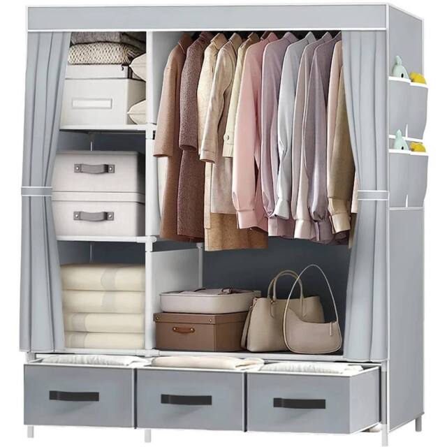 KORVIXA Grey Clothing Rails Clothes Rack Wardrobe Closets - Size: 900mm - image 1