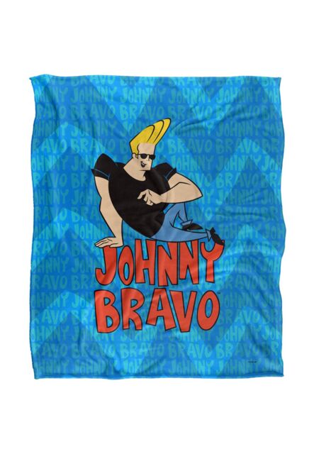 Johnny Bravo Logo Repeat Silky Touch Super Soft Throw Blanket 152 X 127 cm in White - image 1