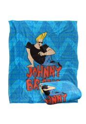 Johnny Bravo Logo Repeat Silky Touch Super Soft Throw Blanket 152 X 127 cm in White - thumbnail 2