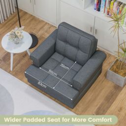 Costway Modern Accent Armchair Tufted Upholstered Linen Leisure Chair in Grey - thumbnail 5