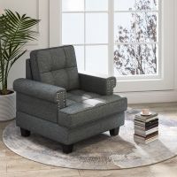 Costway Modern Accent Armchair Tufted Upholstered Linen Leisure Chair in Grey