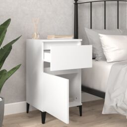 Berkfield Home Bedside Cabinet White 40x35x70 cm - Size: 40 x 35 x 70 cm - thumbnail 3