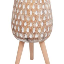 Wyld and Coco Light Brown Magnesium Round Plant Stand Beechwood Base Tall Planter - thumbnail 2