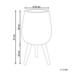Wyld and Coco Light Brown Magnesium Round Plant Stand Beechwood Base Tall Planter - thumbnail 4