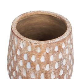 Wyld and Coco Light Brown Magnesium Round Plant Stand Beechwood Base Tall Planter - thumbnail 3