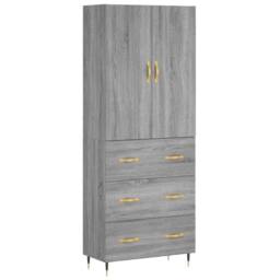 Berkfield Home Highboard Grey Sonoma 69.5x34x180 cm Engineered Wood - thumbnail 1