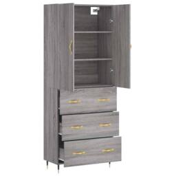 Berkfield Home Highboard Grey Sonoma 69.5x34x180 cm Engineered Wood - thumbnail 4
