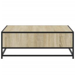 Berkfield Home Coffee Table Sonoma Oak 80x80x30 cm Engineered Wood & Metal in Brown - Size: 80 x 80 x 30 cm - thumbnail 6