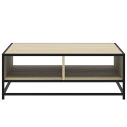 Berkfield Home Coffee Table Sonoma Oak 80x80x30 cm Engineered Wood & Metal in Brown - Size: 80 x 80 x 30 cm - thumbnail 5