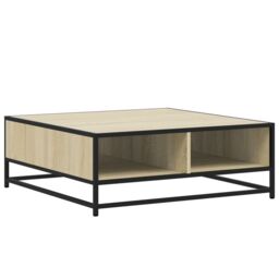 Berkfield Home Coffee Table Sonoma Oak 80x80x30 cm Engineered Wood & Metal in Brown - Size: 80 x 80 x 30 cm - thumbnail 7