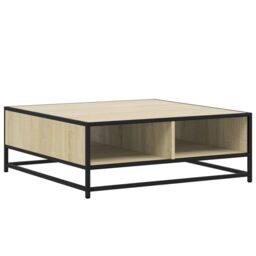 Berkfield Home Coffee Table Sonoma Oak 80x80x30 cm Engineered Wood & Metal in Brown - Size: 80 x 80 x 30 cm - thumbnail 2