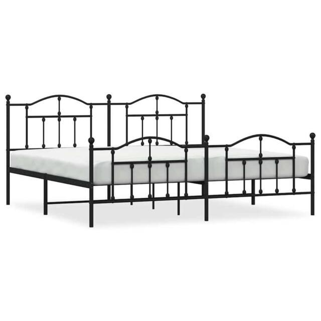 Berkfield Home Metal Bed Frame with Headboard & Footboard Black 193x203 cm - image 1