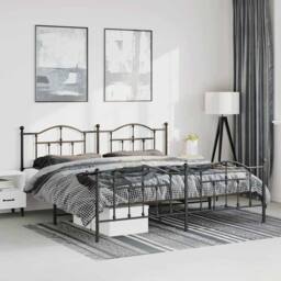 Berkfield Home Metal Bed Frame with Headboard & Footboard Black 193x203 cm - thumbnail 2