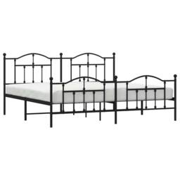 Berkfield Home Metal Bed Frame with Headboard & Footboard Black 193x203 cm - thumbnail 5