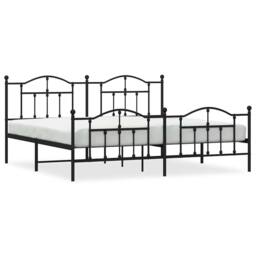 Berkfield Home Metal Bed Frame with Headboard & Footboard Black 193x203 cm - thumbnail 1