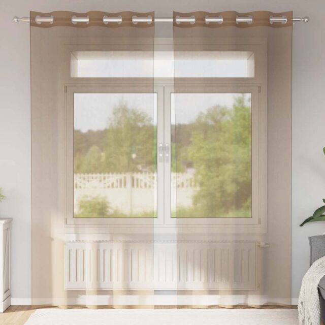 Berkfield Home Voile Curtains with Grommets 2 pcs Light Brown - image 1