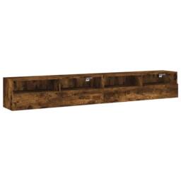 Berkfield Home TV Wall Cabinets 2 pcs Smoked Oak 100x30x30 cm Engineered Wood in Brown - Size: 100 x 30 x 30 cm - thumbnail 1