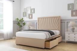 "Sloomy Somerset Plush Divan Set No Drawers-26"" Headboard in Stone - Size: Double"