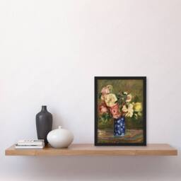 Artery8 Bouquet of Roses Renoir Vintage Framed Wall Art Print in Brown - Size: A4 - thumbnail 4