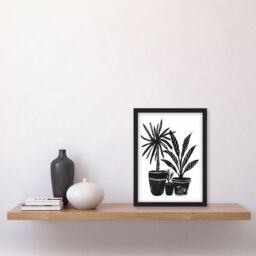 Artery8 Plant Lover Black White Houseplants Watercolour Framed Art Print - Size: A4 - thumbnail 4