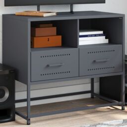 Berkfield Home TV Cabinet Anthracite 68x39x60.5 cm Steel in Black - thumbnail 1