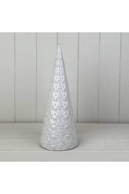 KDMD Subtle Glazed Ceramic Tree Ornament with Textured Detail - 32mm in Light Grey - image 1