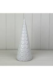 KDMD Subtle Glazed Ceramic Tree Ornament with Textured Detail - 32mm in Light Grey - thumbnail 2