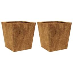 Berkfield Home Garden Planters 40x40x40 cm 2 pcs Corten Steel in Brown - Size: 40 x 40 x 40 cm - thumbnail 3