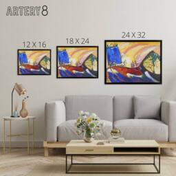 "Artery8 Kandinsky Painting with Troika Framed Canvas Abstract Wall Art Print - Size: W12"" x H16""" - thumbnail 4