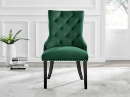 FurnitureboxUK Set of 2 Belgravia Deep Padded Soft Velvet & Chrome Knockerback Dining Chairs With Black Powder Coated Legs in Green - thumbnail 2