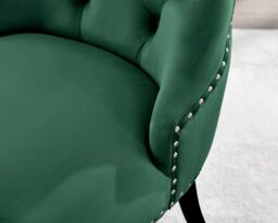 FurnitureboxUK Set of 2 Belgravia Deep Padded Soft Velvet & Chrome Knockerback Dining Chairs With Black Powder Coated Legs in Green - thumbnail 6